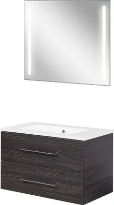 Produktbild von Fackelmann B.perfekt Badmöbel Set 3-teilig, 80 cm, Anthrazit, LED-Spiegel