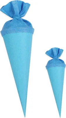 Produktbild von itenga Bastelschultüte 70cm und Geschwister 35cm mit Filzverschluss HELLBLAU Set