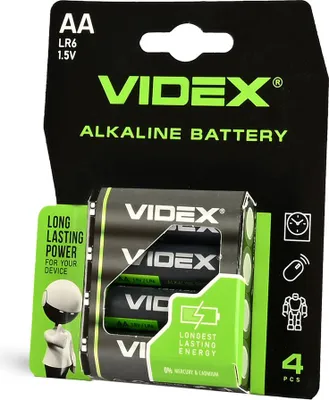 Obrázek produktu pro Alkalická baterie VIDEX LR6/AA, 4 kusy, blistr