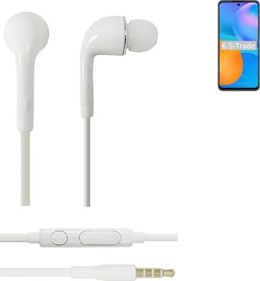 Produktbild von K-S-Trade Kopfhörer Headset kompatibel mit Huawei Y7a mit Mikrofon u Lautstärkeregler weiß 3,5mm Klinke Kabel Headphones Ohrstöpsel Ohrstecker