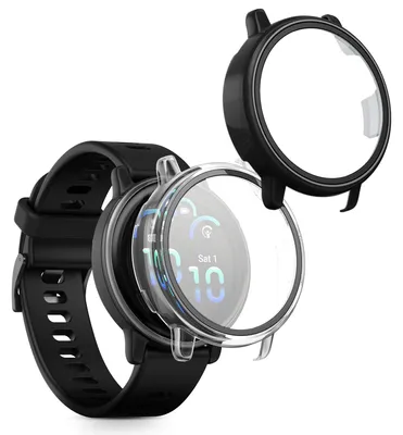 Produktbild von kwmobile 2x Glas Hülle für Garmin vivoactive 6 (42mm) / Active 6 Schutzhülle - Fullbody Fitnesstracker Case Set aus Glas - Schwarz Transparent