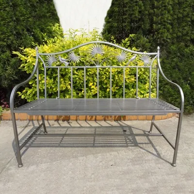 Produktbild von stabile 2-Sitzer Garten Bank Metall mit schönen Verzierungen 110cm Eisenbank anthrazit grau