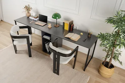 Zdjęcie produktu dla Skye Decor, Twin Study Desk - Anthracite, Black, Biurko, Antracyt, 240 x 74 x 60 cm