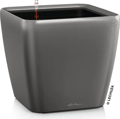 Produktbild von LECHUZA-Pflanzgefäß QUADRO Premium LS 28 Anthrazit Metallic | Pflanzgefäß mit Bewässerungssystem | Metallic-Oberfläche | 28 x 28 x 26 cm | 16143