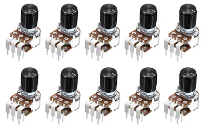 10x WH148 B500K Ohm Doppel-Potentiometer, 6-polig, 15 mm Achse