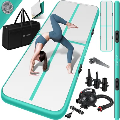 Produktbild von KESSER® Turnmatte Aufblasbar Airtrack 2m/3m/4m/5m/6m Fitness-Matte Gymnastikmatte | inkl. Tragetasche & elektr. Luftpumpe | Yogamatte, Tumbling Matten, Trainingsmatte, Turn- & Fitness