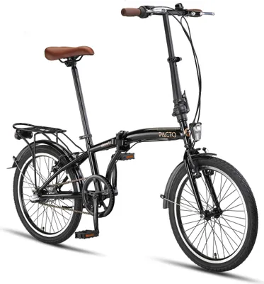 Produktbild von PACTO ELEVEN - 20 Zoll Hochwertiges Faltfahrrad Stahlrahmen, Shimano Nexus 3 Nabenschaltung, Faltbares City bike Hollandrad Klapprad Faltrad Schwarz