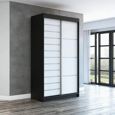 Produktbild von Schwebetürenschrank, 2-türig Schrank! Moderne Garderobe für Kleidung. Verschiedene Farben (Weiß, Schwarz, Somona) Kleiderschrank COLIN 120 cm