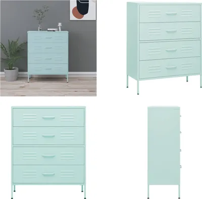 Zdjęcie produktu dla vidaXL Komoda z szufladami miętowa zieleń 80x35x101,5 cm stal - Komoda z szufladami - Szafka z szufladami - Szafki z szufladami