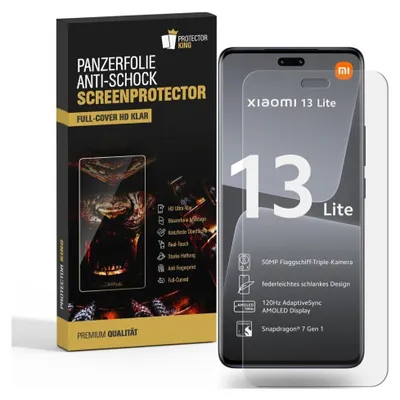 A product shot of a phone screen protector box and the screen protector on a phone.