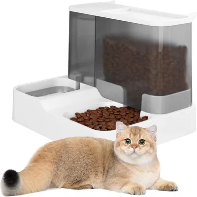Image de Distributeur de nourriture, distributeur d'eau, mangeoire automatique, station d'alimentation 2 en 1 pour chien et chat