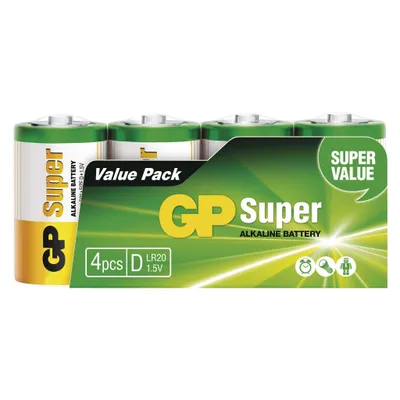 Obrázek produktu pro GP Alkalická baterie Super D (LR20), 4 ks, B13404