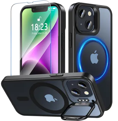 Image de Coque magnétique pour iPhone 13/14 - Noire, translucide et mate