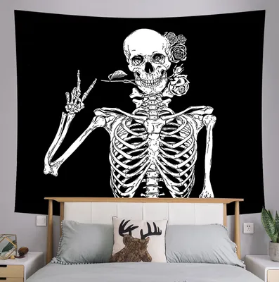 Obrázek produktu pro Tapiserie lebka, meditace kostra tapiserie, čakra tapiserie, hvězda tapiserie, černá a bílá hvězda tapiserie pro pokoj (230 cm x 180 cm, barva 9)