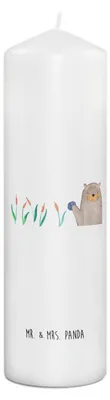 Produktbild von Mr. & Mrs. Panda Kerze Otter Stein 29 x 8 cm XL - Weiß - Geschenk, Grüßen, Stumpenkerze, Neugierig, Seeotter, See, Erinnerungslicht, Wachskerze, Blockkerze, Pflanzen