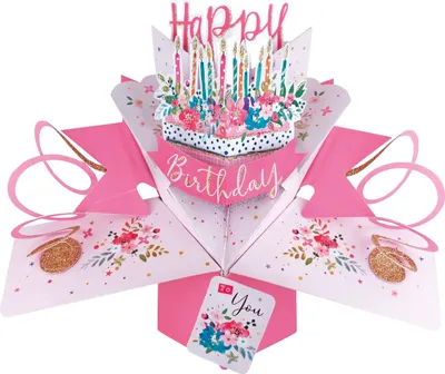 Produktbild von Grußkarte PopUp "Happy Birthday" Torte | Rosa
