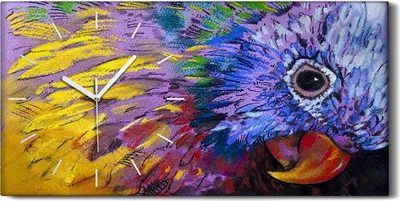 Produktbild von Küchenuhr Bürouhr Leinwand Uhr 60x30 Gemälde Abstrakte Tier Vogel Papagei Kunst - weiße Hände