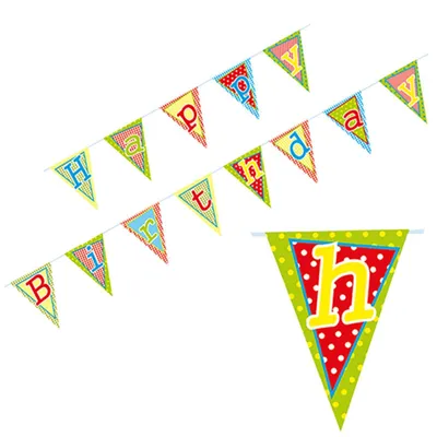 Produktbild von PAPSTAR Wimpelkette "Happy Birthday", 4 m, lackiertes Papier | Beutel (1 Stück)