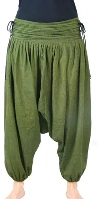 Produktbild von Haremshose "Jaya" für Damen - Pumphose im Aladin-Stil - Pluderhose für Sport & Freizeit : grün L/XL Farbe: Grün Größe: L/XL