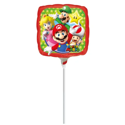 Produktbild von Foliový balónek na tyčce - kulatý - Super Mario