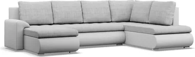 Produktbild von U-Sofa mit Schlaffunktion Foresta, Ottomane, Grau + Weiß