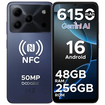 Imagen del producto de DOOGEE Note 56 Plus: Smartphone, Android 16, pantalla de 6,56" a 90Hz, batería de 6150mAh, 48GB+256GB de almacenamiento, 4G, cámara de 50MP, NFC, lector de huellas dactilares, reconocimiento facial, sin contrato
