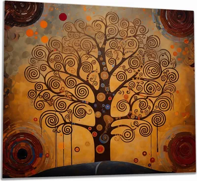 Produktbild von Wallario Herdabdeckplatte aus Glas, Größe 60 x 52 cm 1-teilig, Motiv Baum des Lebens