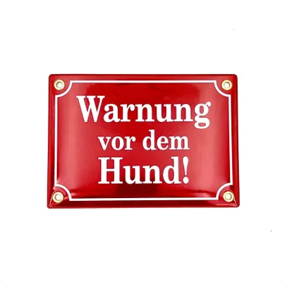 Produktbild von Sosenco - Warnung vor dem Hund Schild – 12x17 cm - Keramik Emaille - Wetterfest – Hundewarnschild – Vorsicht Hund Schild – Emailschild - ROT