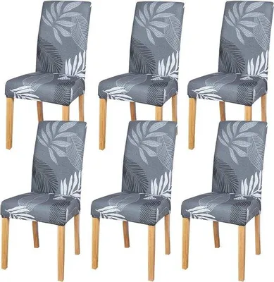 Productafbeelding van Famanu Stoelhoes set van 6 - Universele, elastische stoelhoesjes, modern design, wasbaar