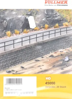 Immagine prodotto di Vollmer 45000 Parapetti, 20 pezzi, scala H0, nella confezione originale