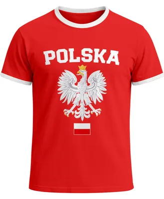 Zdjęcie produktu dla Koszulka męska na Mistrzostwa Świata, Polska, z flagą, Biały Orzeł, retro, 2026
