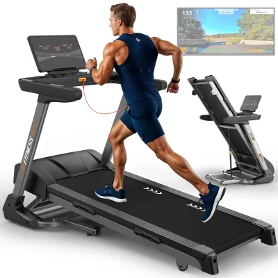 Produktbild von Klappbares Laufband - 18 Neigungsstufen - 18 km/h Höchstgeschwindigkeit - 4,5 PS Motor - 150 kg Tragkraft - Bluetooth - 140 x 50 cm Lauffläche