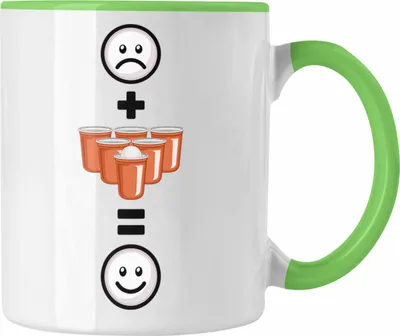 Produktbild von Trendation - Bierpong Tasse Geschenk für Bier Pong Profi Lustige Geschenkidee :( + Bierpong = :) Geburtstag (Grün)