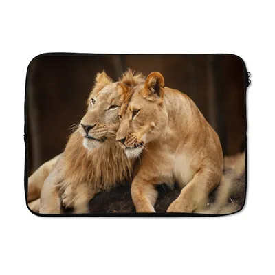 Produktbild von MuchoWow® Laptop Hülle 13 Zoll Löwen - Braun - Tiere Laptoptasche - Laptophülle - Sleeve - Rundumschutz