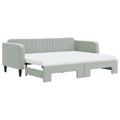 Zdjęcie produktu dla VidaXL 3197087, sofa rozkładana, Szary, Pianka, Metal, Poliester, Drewno, 2230 mm, 1000 mm