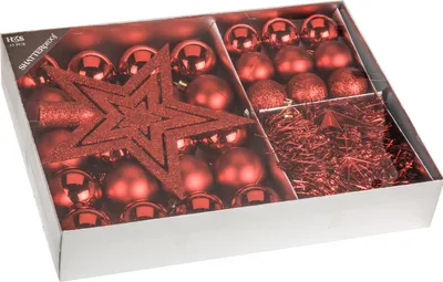 Produktbild von Hängedeko 33tlg. Set Weihnachtskugeln Tannenbaum Weihnachten Christbaum Schmuck , Farbe:Rot