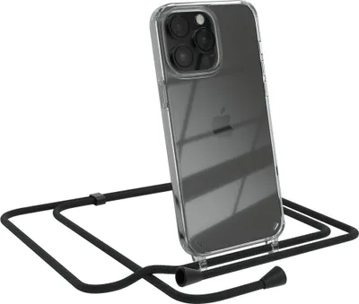 Produktbild von EAZY CASE Handykette kompatibel mit Apple iPhone 14 Pro Max, Handyhülle mit Umhängeband, Handykordel, Schutzhülle Clear, Band in Schwarz