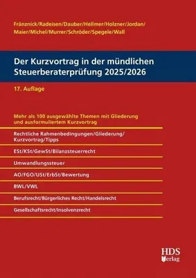 Immagine prodotto di Der Kurzvortrag in der mündlichen Steuerberaterprüfung 2025/2026