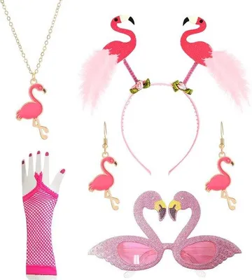 Produktbild von Rosa Karnevalsschmuck-Set mit Brille und Handschuhen