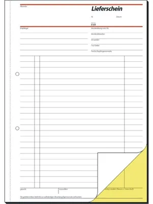 Produktbild von SIGEL SD015 Lieferscheine, mit Empfangsschein, 1. und 2. Blatt bedruckt, A4, selbstdurchschreibend, 2 x 40 Blatt