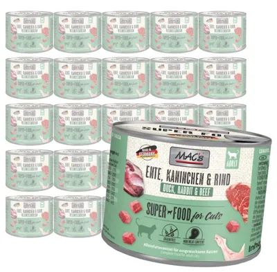 Produktbild von MAC's 24 x 200 g getreidefreies Nassfutter für Katzen, Ente, Kaninchen, Rind
