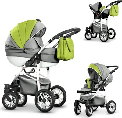 Produktbild von Kinderwagen-Set Craft Eco 4 in 1 in Grau-Grün-Weiß - 16 Teile - in 16 Farben erhältlich