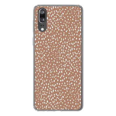 Produktbild von MuchoWow® Handyhülle Schutzhülle Hülle für Huawei P20 Polka dots - Weiß - Braun Silikon Softcase Handy Hülle - Hardcover