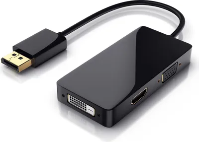 Zdjęcie produktu dla Wtyczka CSL DisplayPort do adaptera wideo HDMI, DVI, VGA, 15 cm, 3 w 1, kabel konwertera, Full HD 1080p