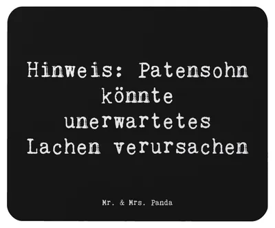 Produktbild von Mr. & Mrs. Panda Mauspad Spruch Unerwartetes Lachen Patensohn - Schwarz - Geschenk, Humor, Verwandte, laptop mousepad, Patenschaft, Geburtstage, Mouse Pad, Freude, Liebe