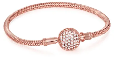 Produktbild von Gnoce Armband Kugelverschluss mit Zirkonia CLB012-18 Silber rosévergoldet