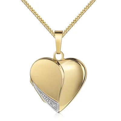 Produktbild von Anhänger Medaillon Goldmedaillon 333Anhänger Herz für 2 Fotos  Amulettkette 45 cm