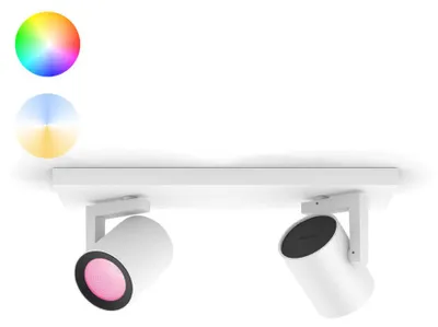 Produktbild von Philips Hue White and Color ambiance Argenta Zweierspot weiß, Intelligente Deckenbeleuchtung, Bluetooth/Zigbee, Weiß, LED, Metall, GU10