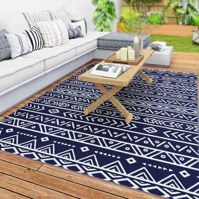 Image de Tapis d'extérieur Outsunny robuste résistant aux intempéries, Carpet bleu+blanc