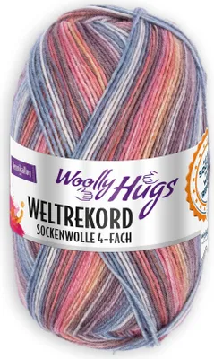 Produktbild von Woolly Hugs WELTREKORD Sockenwolle 4-fach 100 g 420 m Farbe 003 - bordeaux/jeans